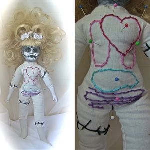 Authentic  Vintage Embroidered VooDoo Doll w pins